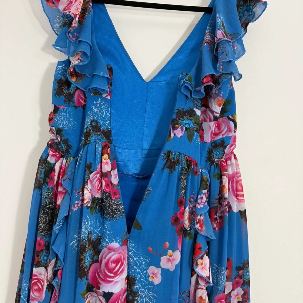 Boston Proper Blue Floral Ruffle Maxi Dress 8 Easter Spring Preppy Cottagecore - Picture 13 of 13